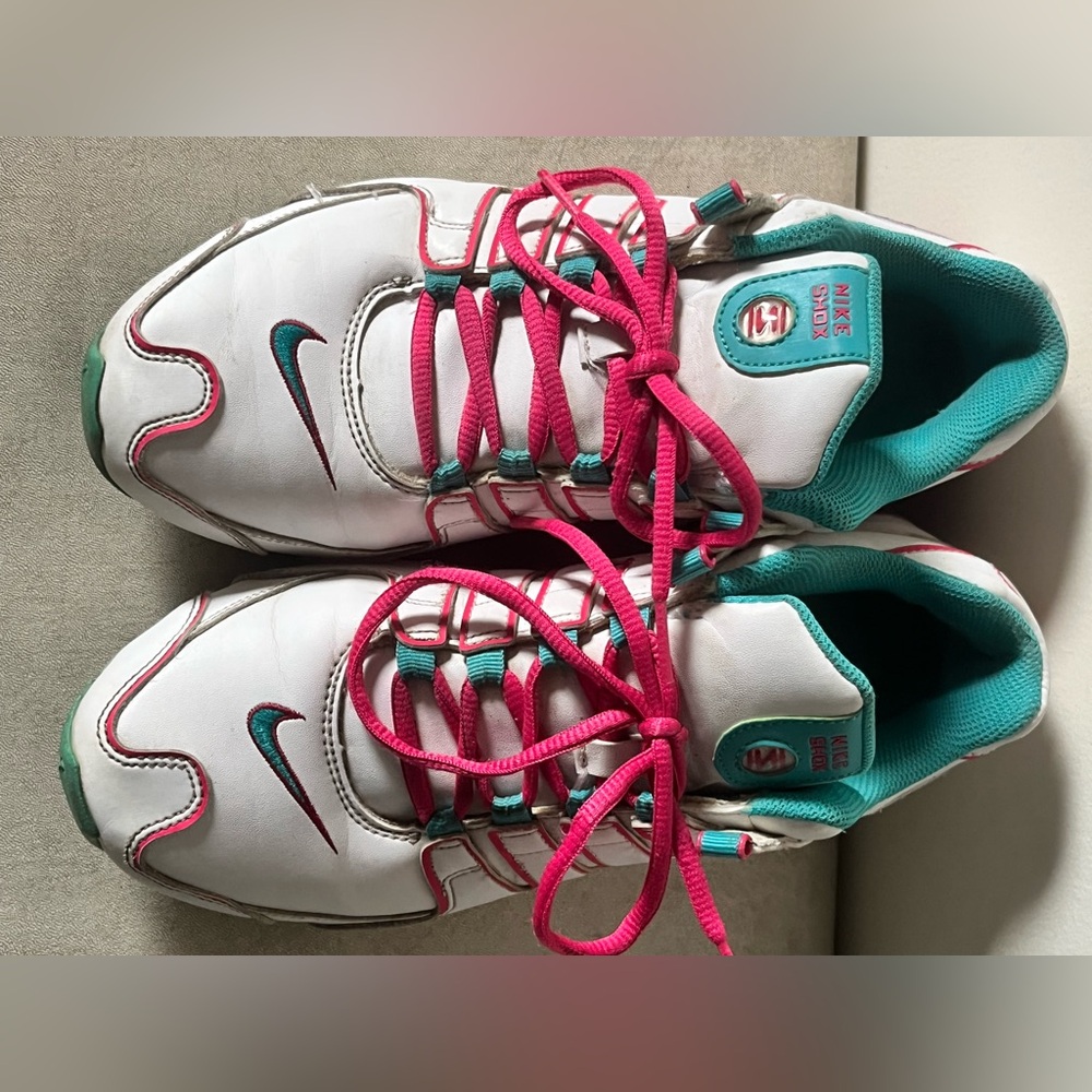 Nike shox nz White Sneakers with Pink and Teal Accents